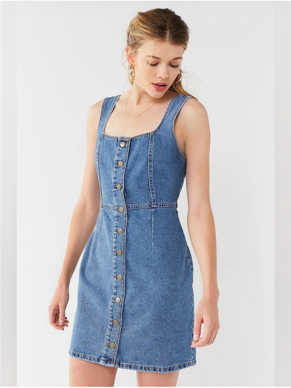 Urban Outfitters Denim Blue Button-Front Mini Dress - 6